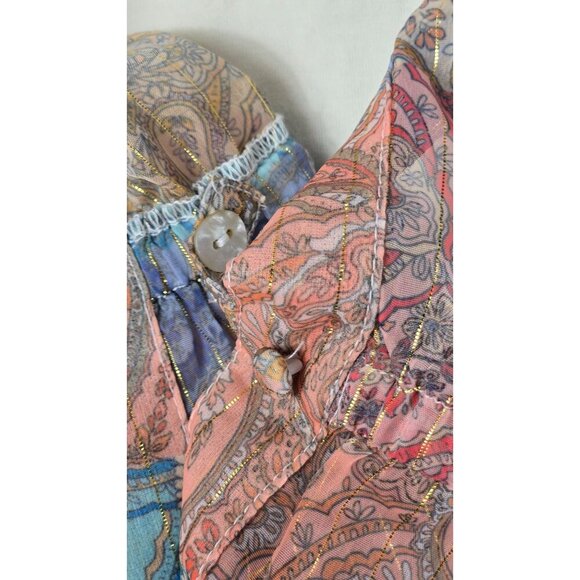 Boston Proper 2 Piece Sheer Dress Sparkly Boho Paisley Sz L Cream Tank Slip - Picture 16 of 16